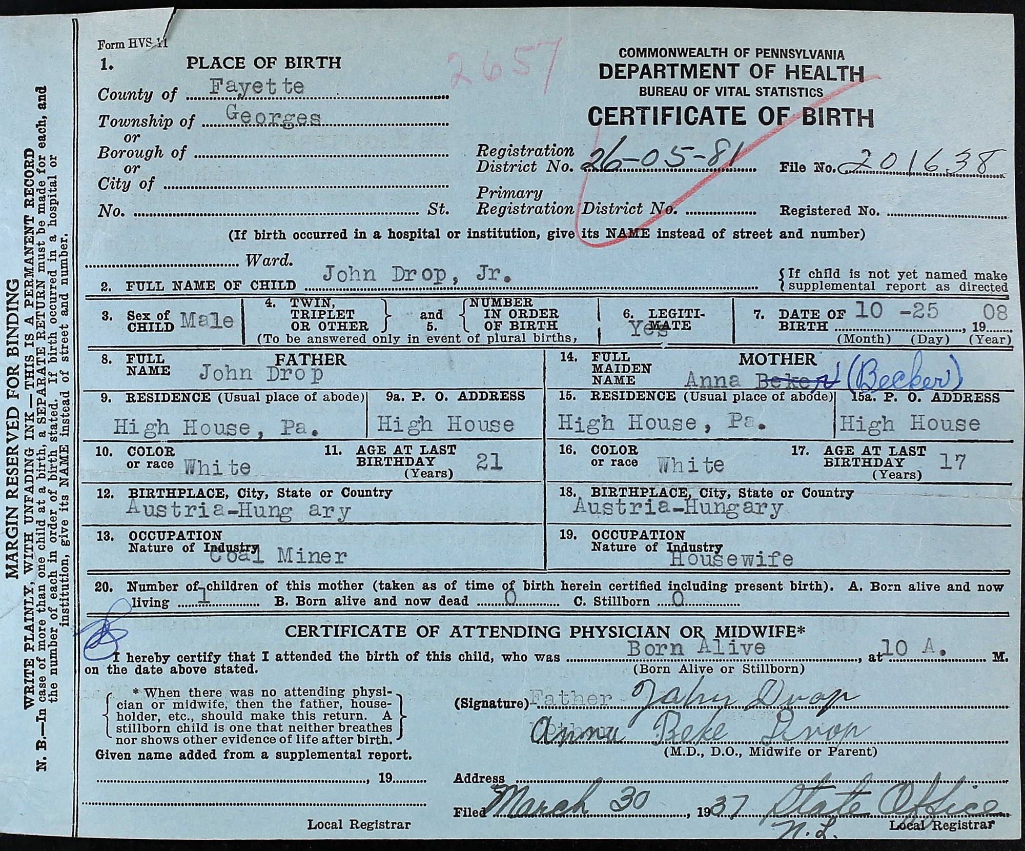 birth certificate